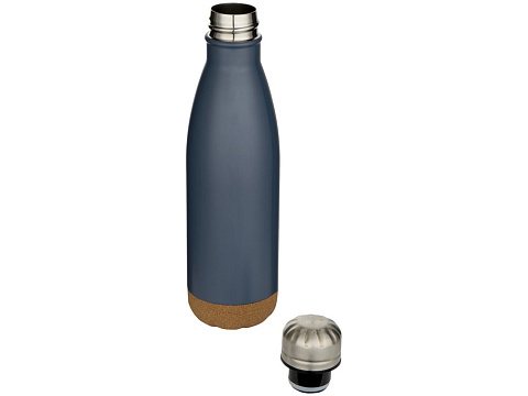 Бутылка для воды Cove из нержавеющей стали с двойными стенками и вакуумной изоляцией, объемом 500 мл, с пробковыми деталями - Hale Blue - рис 3.