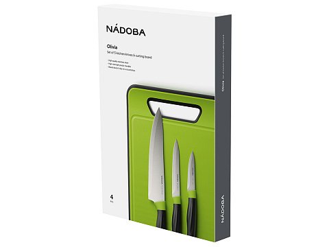 Набор из 3 ножей с пластиковой разделочной доской, NADOBA, серия OLIVIA - рис 2.