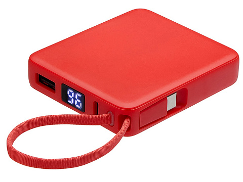 Внешний аккумулятор со встроенным кабелем USB-C Дэнси, 5000 мАч, красный - рис 2.