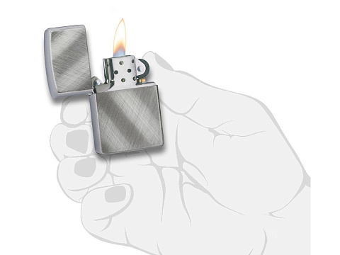 Зажигалка ZIPPO Classic с покрытием Brushed Chrome, латунь/сталь, серебристая, матовая, 38x13x57 мм - рис 3.