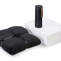 Подарочный набор с пледом, термосом Cozy hygge 2.0, черный