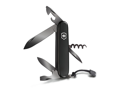 Нож перочинный VICTORINOX Spartan Onyx Black, 91 мм, 12 функций, чёрный, со шнурком в комплекте - рис 2.